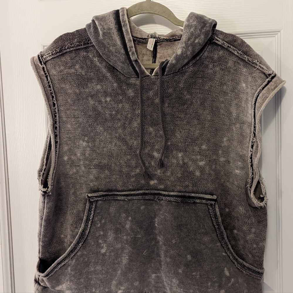 Free People Pink and Gray Distressed Vest